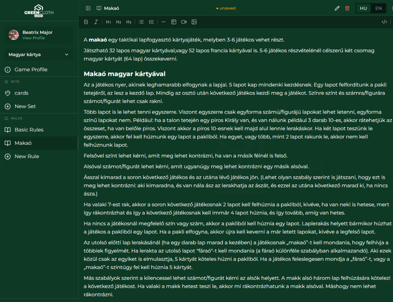 Builder — rules editor