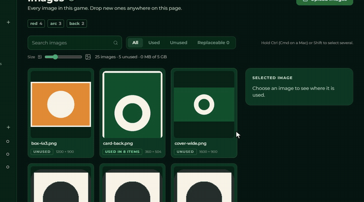 Selecting one image with a click, adding another with Ctrl and click, selecting a range with Shift and click, the panel shows the number of selected images