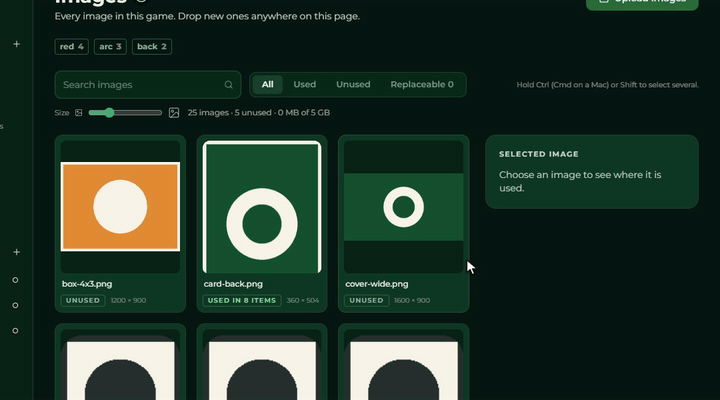 Two image files dragged onto the page and released, the two new image tiles appear in the gallery