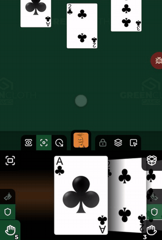 Dragging a card from the hand up onto the table, then back into the hand