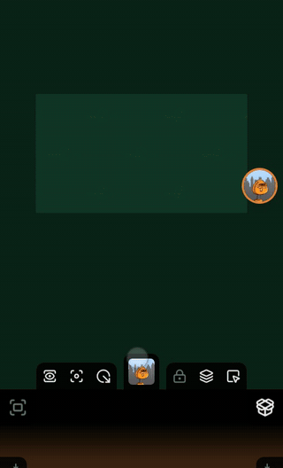 Three emoji in quick succession, floating up out of the round button