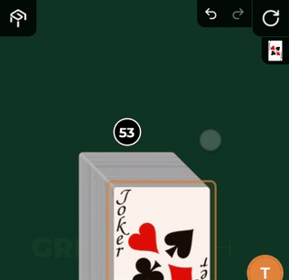 Dragging down from the Rotate button turns the selected card