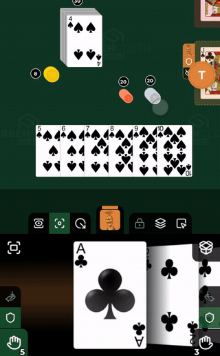 The selected card goes into the left hand with the To hand button