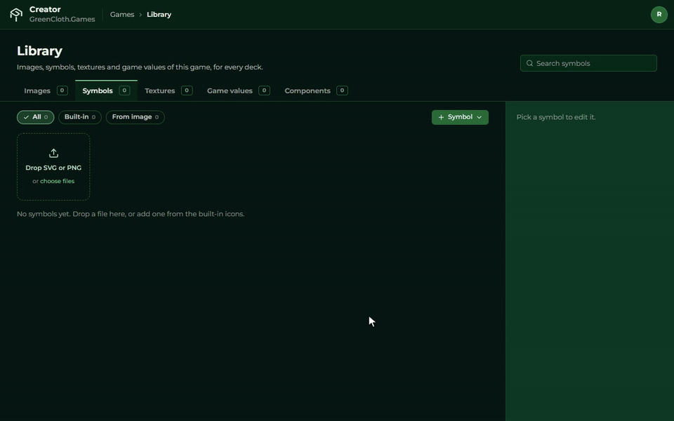Searching a built-in icon, adding it to the symbols, then tinting it